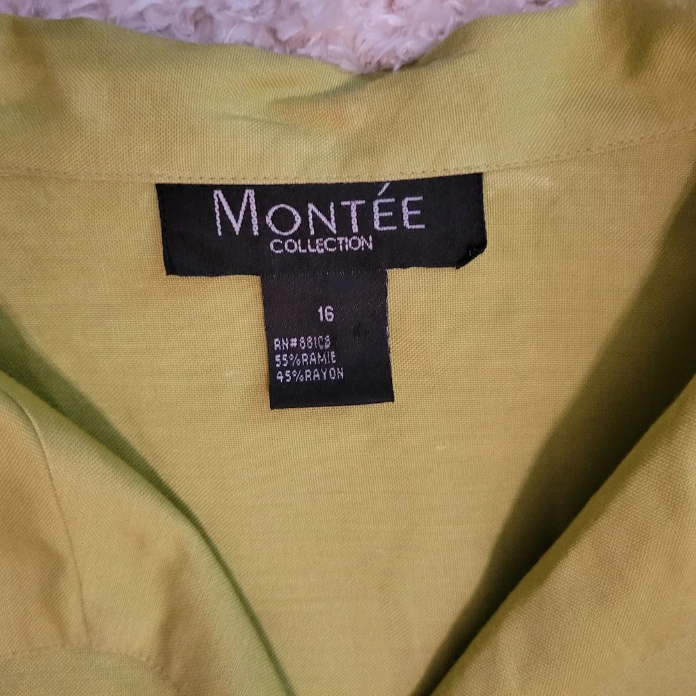 Vintage Montee' Collection lime green wrap top size 16 - Picture 7 of 10